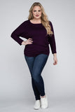 Plus Size Luxe Rayon Boat Neck 3/4 Sleeve Top