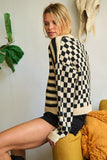 Contrast pattern sweater cardigan