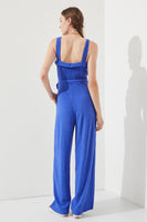 PLUS SIZE SLEEVELESS ADJUSTABLE STRAP BUTTON JUMPSUIT