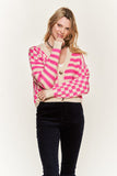 Contrast pattern sweater cardigan