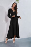 Women's V Neck Long Sleeve Maxi Dress