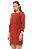 Round Neck Cable Knit Long Sleeve Sweater Dress