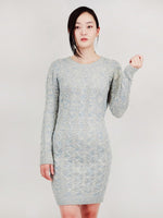 Cable Knit Long Sleeve Heather Color Sweater Dress