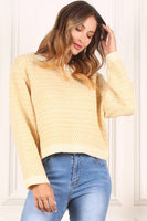 Herringbone Pattern Crew Neck Sweater