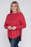 Plus Size Melange Baby Waffle Long Sleeve Top