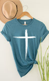 Distressed Cross White Ink Graphic Tee PLUS