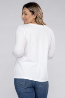 Plus Size Cotton Crew Neck Long Sleeve T-Shirt