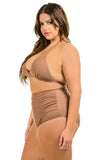 Plus Size Two Piece High Waist with Rughe Front