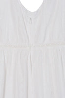 Embroidered white V neckline tiered dress