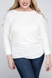 Plus Size Luxe Rayon Boat Neck 3/4 Sleeve Top