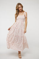 Printed Smocked Ruffle Maxi Dress