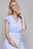 V neck embroidered eyelet dress