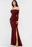 Off Shoulder Sweetheart Neckline Ruched Gown