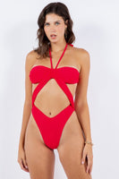 ONE PIECE OPEN CUTOUT FRONT PANEL WITH HALTER NECK