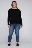 Plus Size Cotton Crew Neck Long Sleeve T-Shirt