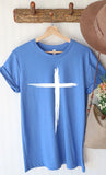 Distressed Cross White Ink Graphic Tee PLUS