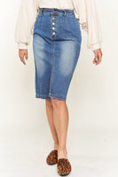 Denim button down front midi skirt JBJ1077