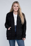 Plus Size Solid Open Front Cardigan