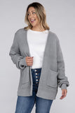 Plus Size Low Gauge Waffle Open Cardigan Sweater