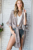 Plus Size NATURAL GEO PRINT MID SLEEVE KIMONO