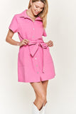 Belted cotton short dress