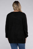 Plus Size Low Gauge Waffle Open Cardigan Sweater