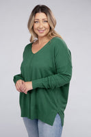 Plus Size Garment Dyed Front Seam Sweater