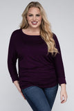 Plus Size Luxe Rayon Boat Neck 3/4 Sleeve Top