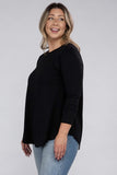 Plus Size Long Sleeve Round Neck Round Hem Top