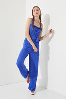 PLUS SIZE SLEEVELESS ADJUSTABLE STRAP BUTTON JUMPSUIT