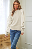 Pearl Embellishments Contrast Sleeves Sweater