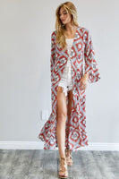 Printed Long Sleeve Loose Kimono