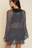 Loose Fit See-through Boat Neck Cover Up