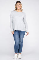 Plus Size Cotton Crew Neck Long Sleeve T-Shirt