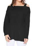 Off Shoulder Loose Over Sized Fit Sweater Knit Top