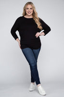 Plus Size Luxe Rayon Boat Neck 3/4 Sleeve Top