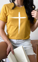 Distressed Cross White Ink Graphic Tee PLUS