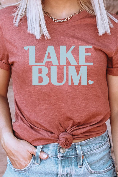 Lake Bum Heart Water Summer Vacation Graphic Tee