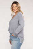 Plus Size Garment Dyed Front Seam Sweater