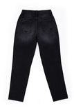 Black distressed straight jeans