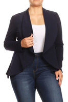 Plus Casual Solid open front jacket blazer