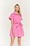 Belted cotton short dress