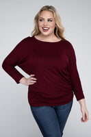 Plus Size Luxe Rayon Boat Neck 3/4 Sleeve Top