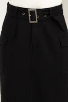 Professional Poise Buckled Belt Cargo Skirt