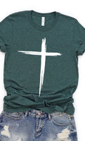 Distressed Cross White Ink Graphic Tee PLUS