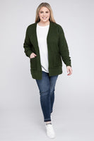 Plus Size Low Gauge Waffle Open Cardigan Sweater