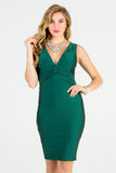 Center front knot tricot bodycon dress