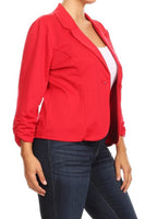 Plus size Solid, waist length blazer