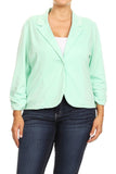 Plus size Solid, waist length blazer