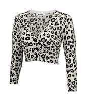 Cropped Bolero Leopard Print Sweater Cardigan